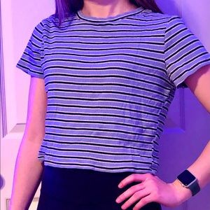 blue striped crop top